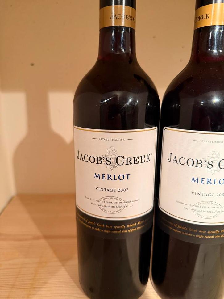 Jacob's Creek Merlot 2007 2 beschikbaar, Verzamelen, Wijnen, Gebruikt, Rode wijn, Afrika, Vol, Ophalen