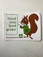 Sticker Houd ons land groen Staatsbosbeheer (eekhoorn), Verzamelen, Verzenden, Zo goed als nieuw, Dier en Natuur