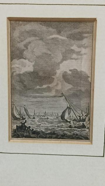 Gravure Het IJ bij Amsterdam – Reinier Vinkeles 1784 beschikbaar voor biedingen