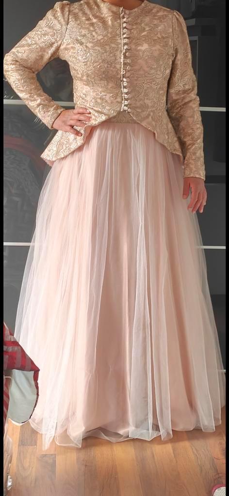 Ottomaanse Jurk Feestjurk Abiye roos Maat M/L - 2 Delig, Kleding | Dames, Jurken, Gedragen, Maat 38/40 (M), Roze, Onder de knie
