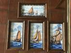 Tegeltableau Zeilschip – gekleurd - 1x2 tegels [4 stuks], Ophalen of Verzenden