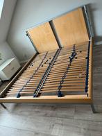 Ledikant 1,80 x 2,00 m. Staal met hout incl lattenbodems, Huis en Inrichting, Slaapkamer | Bedden, Ophalen, Modern, industrieel