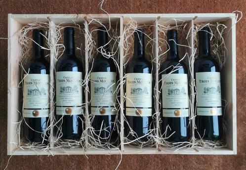 Chateau Trois Moulins Cru Bourgeois 2015 hout kist 6 flessen, Verzamelen, Wijnen, Nieuw, Rode wijn, Frankrijk, Vol, Ophalen of Verzenden