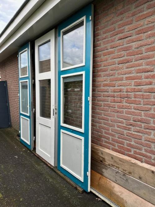2 sets dubbele deuren, Doe-het-zelf en Verbouw, Deuren en Horren, Gebruikt, Overige typen, 215 cm of meer, 120 cm of meer, Glas