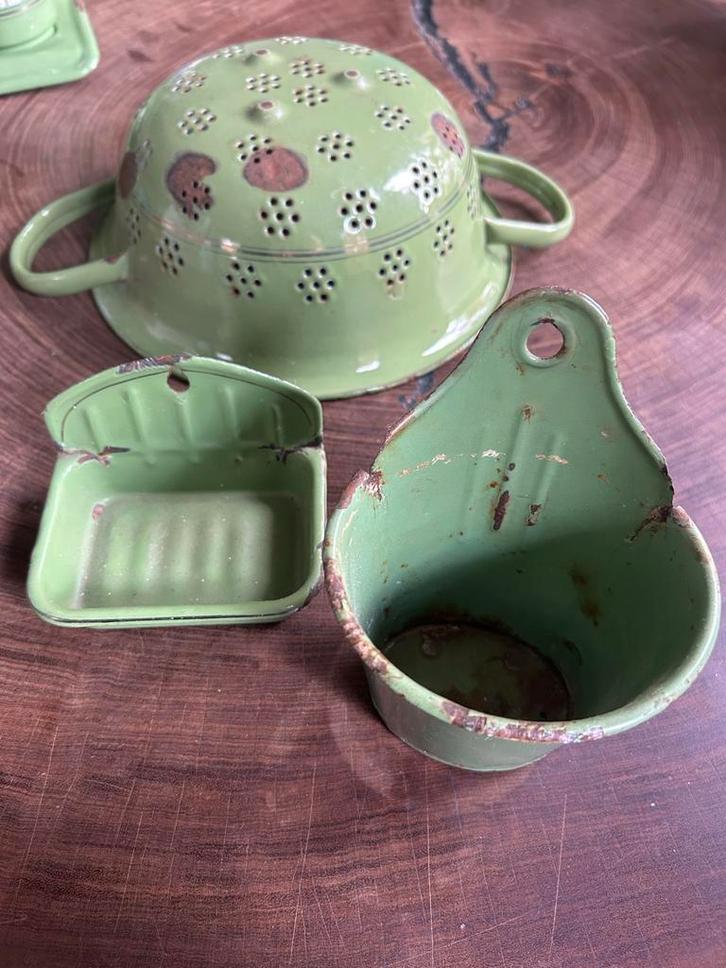 Groene Emaille Keukenset, Antiek en Kunst, Antiek | Emaille, Ophalen of Verzenden