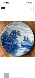 Decoratief Delfs Blauw Wandbord Rivierenlandschap, Ophalen of Verzenden