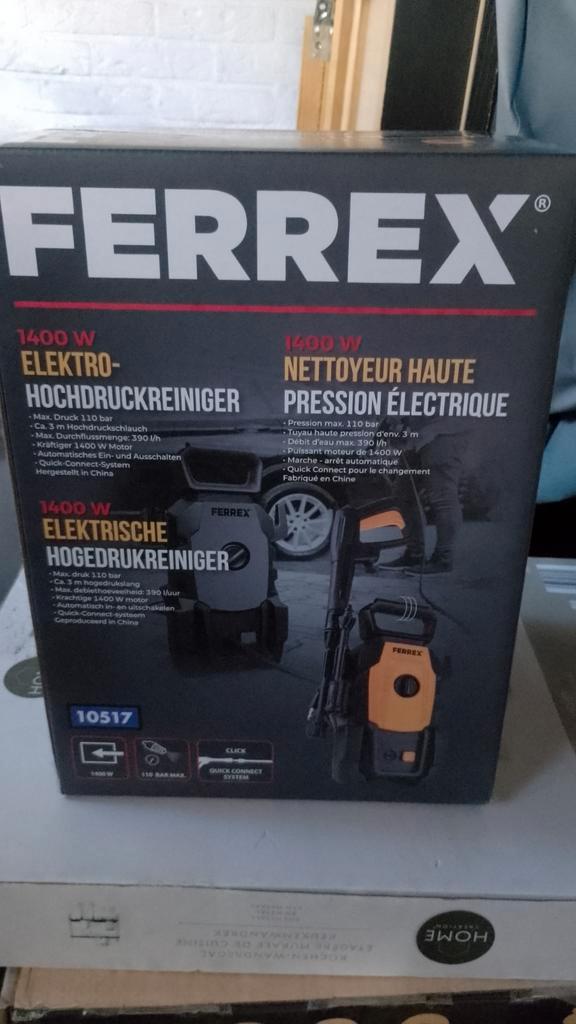 Nieuwe Ferrex Hogedrukreiniger in Doos, Tuin en Terras, Hogedrukreinigers, Nieuw, Elektrisch, Met regelbare waterdruk, Met autostop en -start