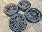 Matzwarte 18 Inch Velgen Renault Laguna met banden 5X114.3, Auto-onderdelen, Ophalen, 18 inch, Gebruikt, Banden en Velgen