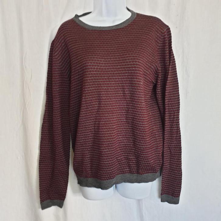 Mooie wijnrood-grijze trui 47% Merino wol mt L merk Devred, Kleding | Heren, Truien en Vesten, Zo goed als nieuw, Maat 52/54 (L)