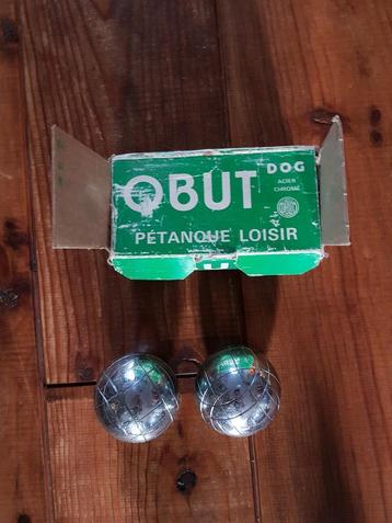 2 ijzeren petanque ballen van Obut Dog, jeu de boules beschikbaar voor biedingen