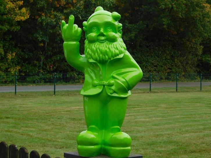 Tuinkabouter Middelvinger XL - 80 cm - Groen, Verzamelen, Beelden en Beeldjes, Zo goed als nieuw, Dier, Ophalen of Verzenden