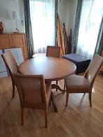 eettafel met 4 LLoyd Loom stoelen, Huis en Inrichting, Tafels | Eettafels, Ophalen, Gebruikt, Rond, Vier personen