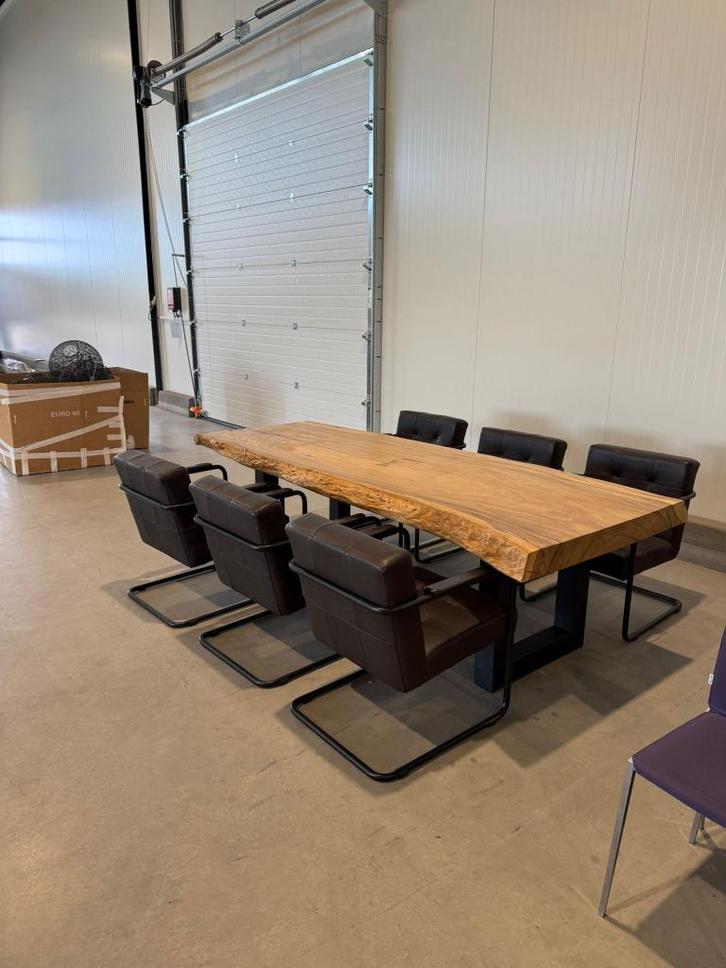 Stoere eetkamerstoelen, Huis en Inrichting, Stoelen, Zo goed als nieuw, Vijf, Zes of meer stoelen, Leer, Metaal, Zwart, Ophalen