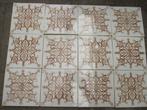 50 stuks. Antieke wandtegels, wit met roodbruine afbeelding., Antiek en Kunst, Ophalen