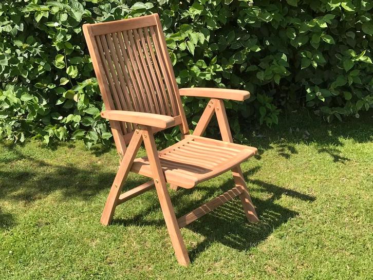 Teak verstelbare inklapbare tuinstoelen, goede kwaliteit, Tuin en Terras, Tuinstoelen, Nieuw, Teakhout, Ophalen of Verzenden