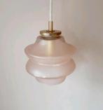 Vintage hanglamp roze melkglas | Messing | Antieke lamp roze, Ophalen of Verzenden, Zo goed als nieuw, Minder dan 50 cm