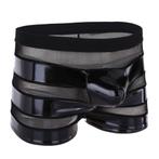 Zwarte heren leren mesh boxer / broekje gay wetlook, Verzenden, Zwart, Boxer