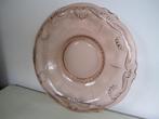 Zalmkleurige brocante fruitschaal, glas doorsnee 31cm, Ophalen of Verzenden, Overige stijlen, Glas, Schaal of Schalen