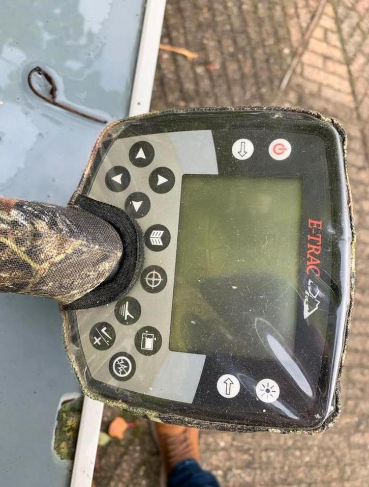Minelab E-Trac Metaaldetector, Hobby en Vrije tijd, Metaaldetectors, Gebruikt, Meer dan 30 cm, Minelab, Discriminatie metaaldetectie