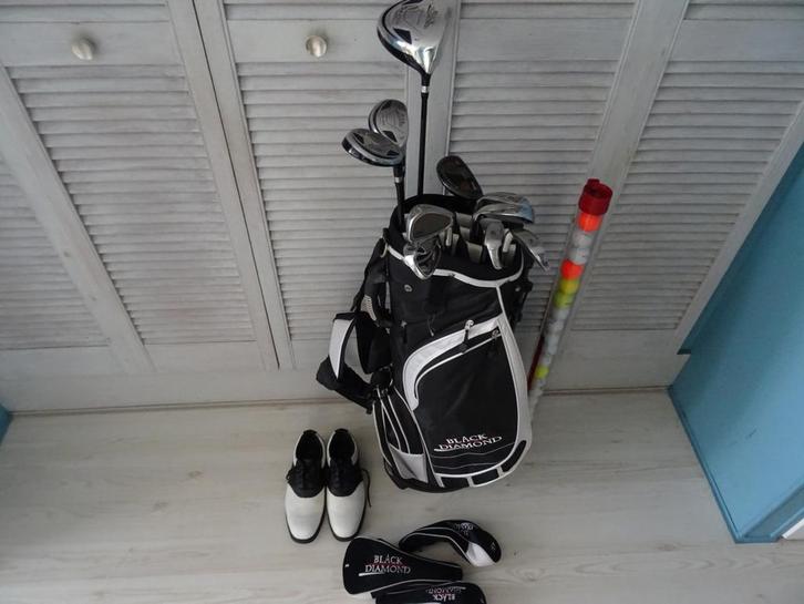 GOLFSET BLACK DIAMOND (TROLLEY, TAS EN CLUBS) IN NIEUWSTAAT, Sport en Fitness, Golf, Zo goed als nieuw, Set, Overige merken, Ophalen of Verzenden