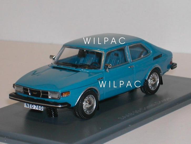 Neo . Saab 99 . Combi . Coupe 1975 middenblauw schaal 1:43 ., Hobby en Vrije tijd, Modelauto's | 1:43, Nieuw, Auto, Overige merken