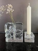 2 Vintage Ingrid Glashutte Solifleur Blokvaas Votive ‘Wave’, Antiek en Kunst, Ophalen of Verzenden