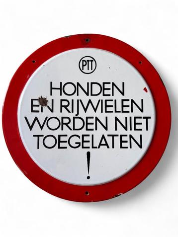 PTT Geëmailleerd Waarschuwingsbord – Jaren '50 beschikbaar voor biedingen