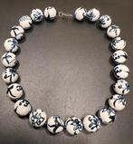 Vintage Chinese beschilderd porselein blauwwit kralenketting, Ophalen of Verzenden, Overige materialen, Ketting