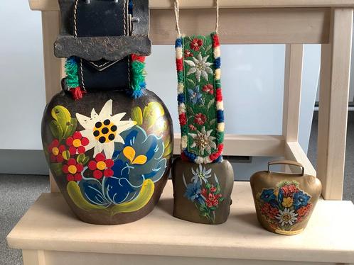 3x oude koebel koeienbel gesp band Zwitsers Duits Oostenrijk, Antiek en Kunst, Curiosa en Brocante, Ophalen of Verzenden
