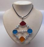 Grote aparte zilveren hanger aan koord nr.1433, Sieraden, Tassen en Uiterlijk, Kettingen, Met hanger, Verzenden, Zo goed als nieuw