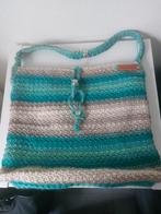 Zelfgehaakte schoudertas aqua/zand, Sieraden, Tassen en Uiterlijk, Tassen | Schoudertassen, Ophalen of Verzenden, Nieuw, Overige kleuren