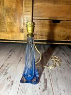 Val Saint Lambert Kristal Tafellampvoet Blauw, Ophalen of Verzenden