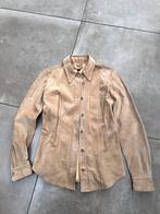 100% SUEDE LEER BEIGE LEREN BLOUSE OVERHEMD MAAT 38 /  M, Kleding | Dames, Blouses en Tunieken, Ophalen of Verzenden, Zo goed als nieuw