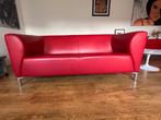 Bank - 2,5 zits in rood leer, Huis en Inrichting, Ophalen, Overige maten, 150 tot 200 cm, Zo goed als nieuw
