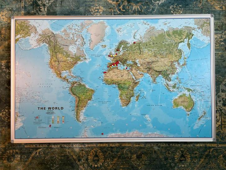 Magneetbord Wereldkaart - Aardrijkskunde Schoolplaat, Antiek en Kunst, Antiek | Schoolplaten, Aardrijkskunde, Ophalen