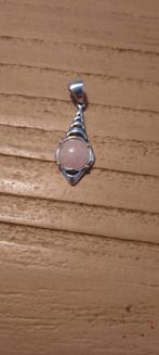 Antiek, 925 zilveren hangertje met rozenkwarts, Ophalen of Verzenden, Zilver, Ring, Met edelsteen