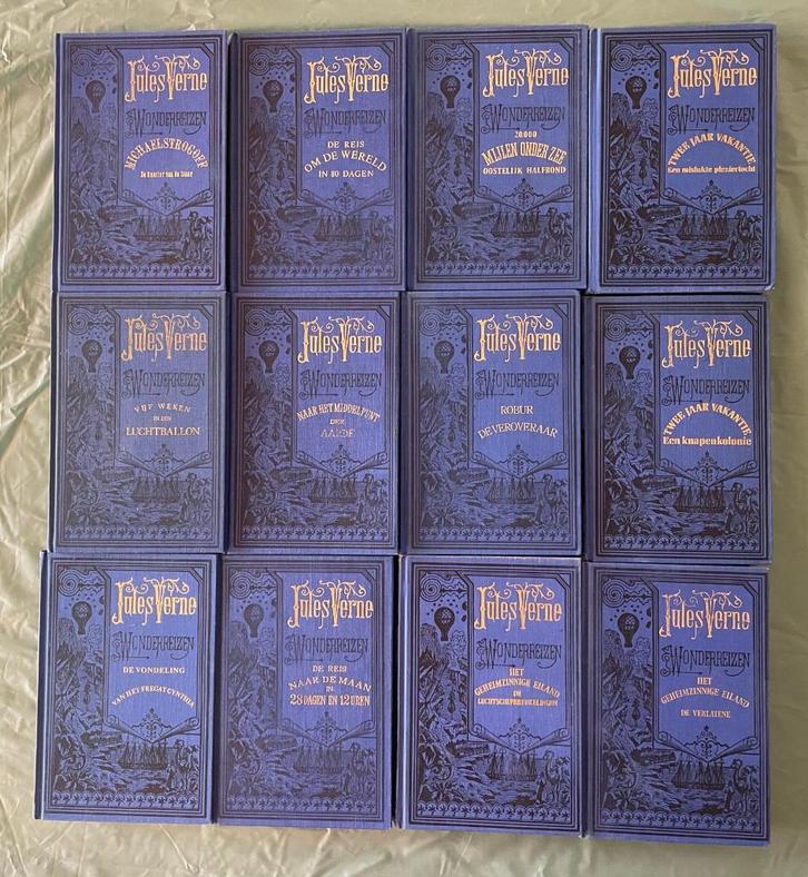12 Blauwe bandjes Jules Verne (jaren 70), Antiek en Kunst, Antiek | Boeken en Bijbels, Verzenden