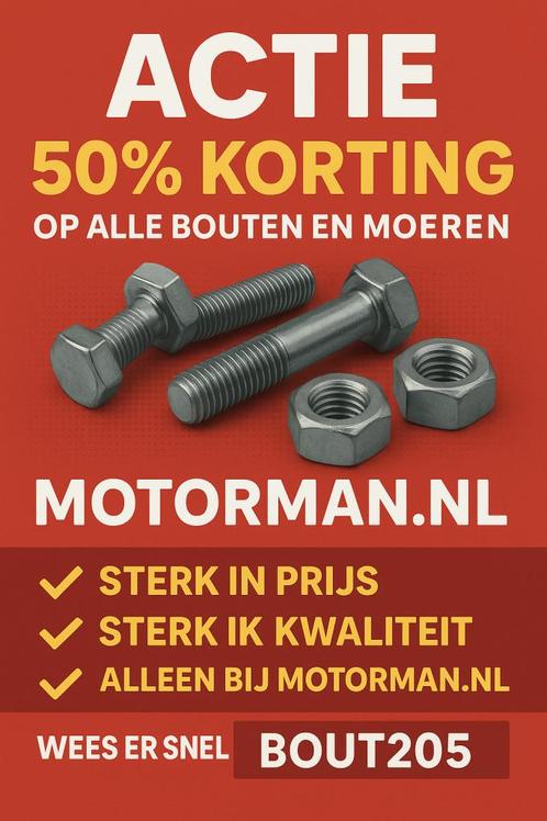 Nu 50% extra korting op al onze bouten & moeren, Motoren, Accessoires | Overige, Nieuw, Ophalen of Verzenden