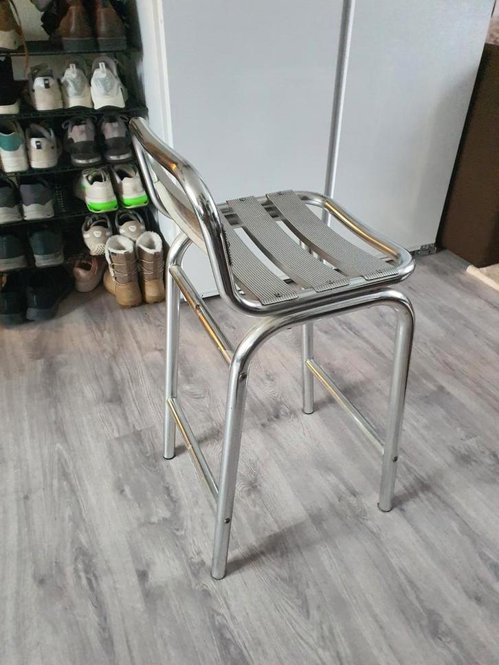 INDECASA Aluminium Barkrukken - Set van 4, Huis en Inrichting, Barkrukken, Gebruikt, 60 tot 90 cm, Metaal, 4 krukken, Met voetsteun