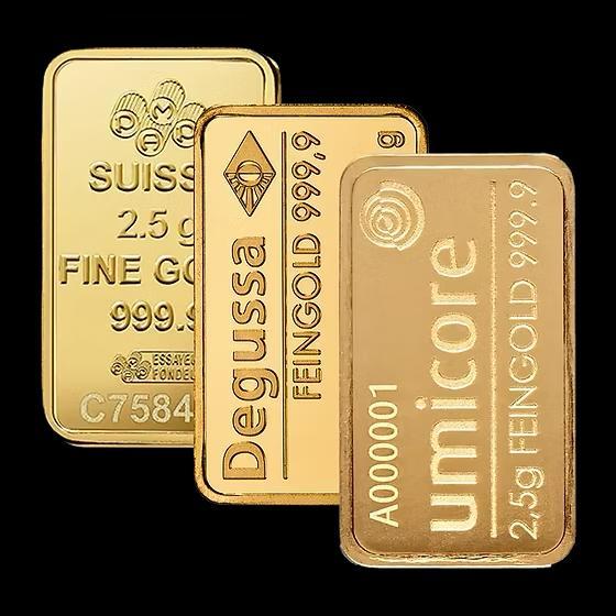 2,5 gram Goud Diverse producenten, Postzegels en Munten, Edelmetalen en Baren, Goud, Verzenden