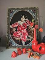 Vintage borduurwerk boy in red, Antiek en Kunst, Ophalen of Verzenden