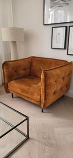 VELVET Sofa loveseat fauteuil goudkleurig gecapitonneerd, Minder dan 150 cm, Eenpersoons, Zo goed als nieuw, Ophalen