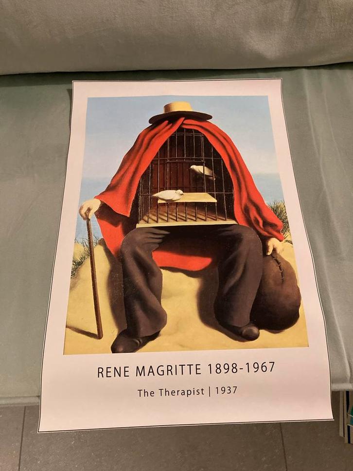René Magritte - De Therapeut (1937) Poster, Antiek en Kunst, Kunst | Tekeningen en Foto's, Ophalen of Verzenden