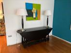 Erg mooie ovale zwarte tafel uitklapbaar, 150 tot 200 cm, 150 tot 200 cm, Modern zwart geschilderd, Zo goed als nieuw