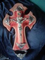antiek rood fluweel kruis wijwater, Antiek en Kunst, Antiek | Religie, Ophalen of Verzenden