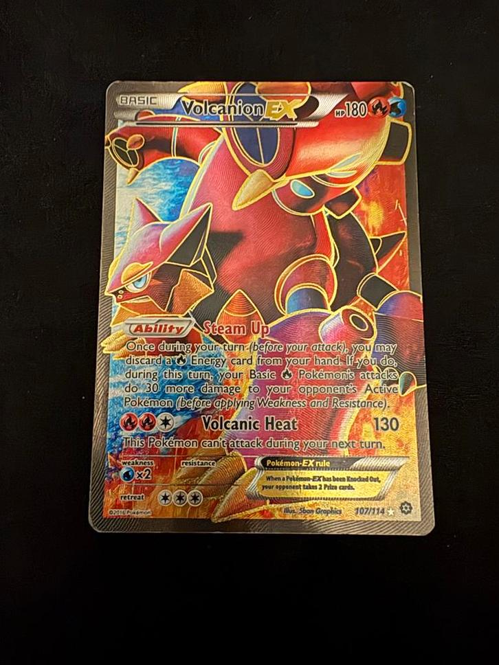 Volcanion EX Full Art, Hobby en Vrije tijd, Verzamelkaartspellen | Pokémon, Gebruikt, Losse kaart, Foil, Ophalen of Verzenden