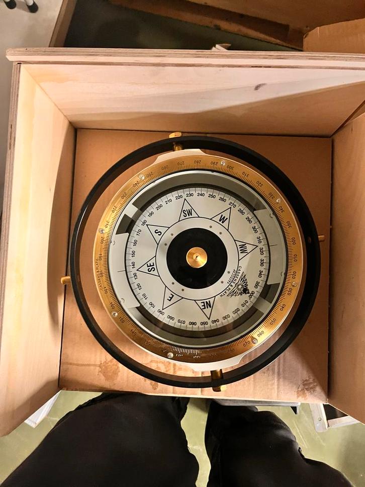 Nieuw Scheepskompas in Kist - Maritiem Instrument, Antiek en Kunst, Antiek | Gereedschap en Instrumenten, Ophalen