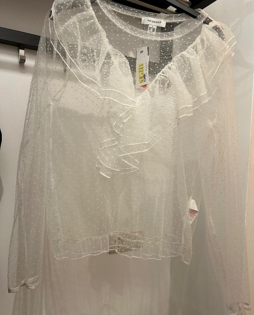 Transparante blouse met kant, Ophalen of Verzenden, Nieuw, Wit