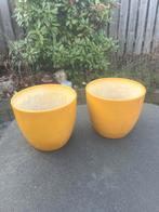 Mooie gele bloempotten 22 cm / boempot geel, Tuin en Terras, Bloempotten, Ophalen, Gebruikt, Rond, Binnen