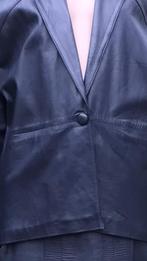 Mantelpak - Rok en jas - donkerblauw leer - jaren 80 Maat M, Kleding | Dames, Maat 38/40 (M), Kostuum of Pak, Blauw, Ophalen of Verzenden